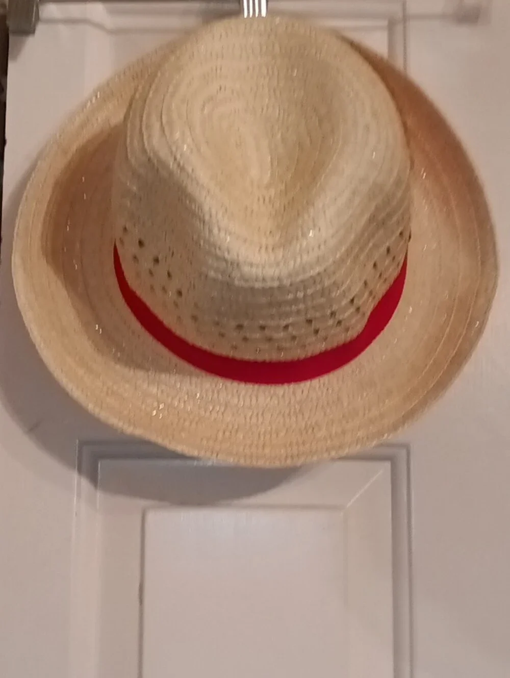 Straw Fedora Hat with Pink Band